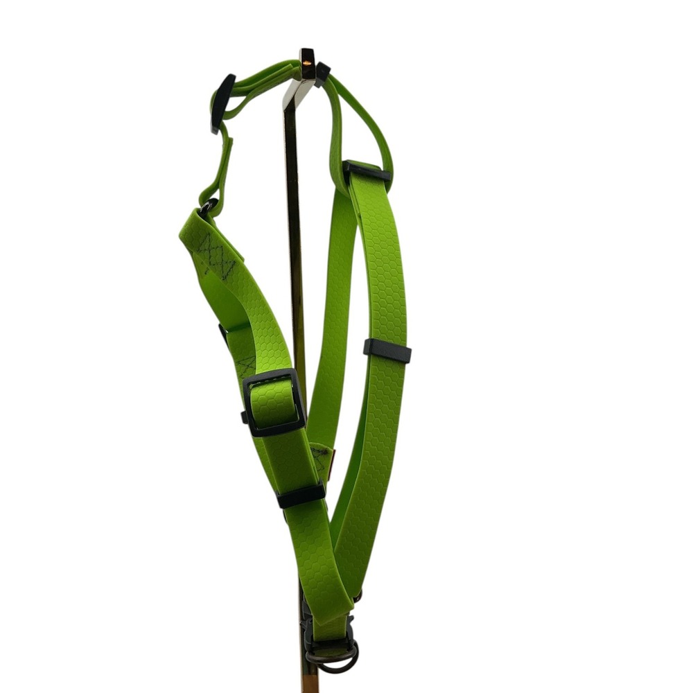 WAUDOG Waterproof Lime Green Dog Harness with QR Passport Tag H-Shape Large